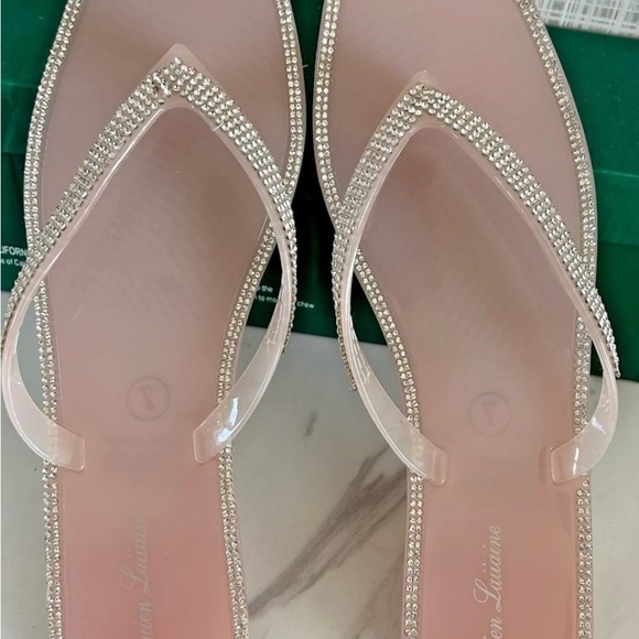 Lauren Lorraine Blush Rhinestone Sandals - Picture 1 of 3